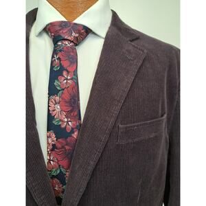 CHARLES TYRWHITT Men's 44L Brown Classic-Fit Two-Button Corduroy Blazer